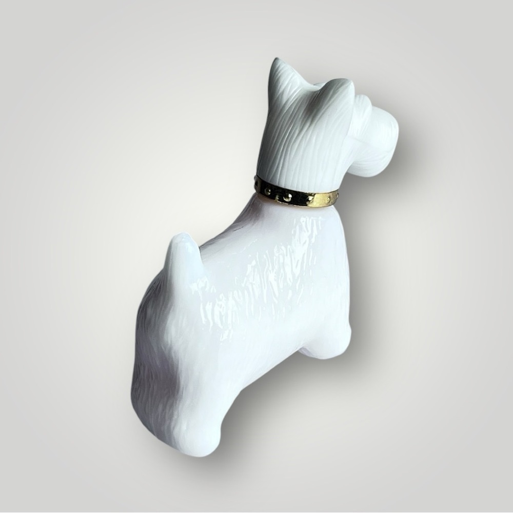 Vintage Avon White Scottie Dog Figurine with Gold Collar Perfume Bottle - Picture 8 of 13